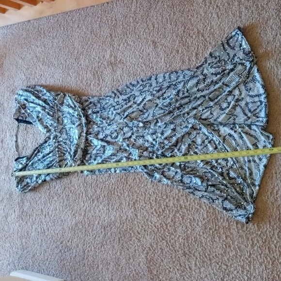 Vintage 80s - 90s rouched v front and back bling dress - Picture 11 of 13